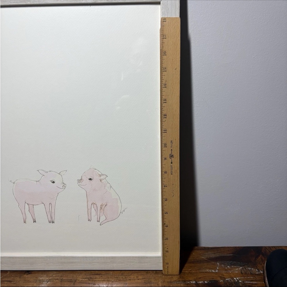 Restoration Hardware Baby Child Watercolor Animal print Pigs barnyard Nursery - Picture 4 of 8